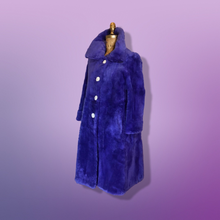 Load image into Gallery viewer, Women's Vintage Coat- 60s Mod Purple Fur Sheared Beaver Swing Mod Fit Flare Flexible Size S/M/L Mad Men Long