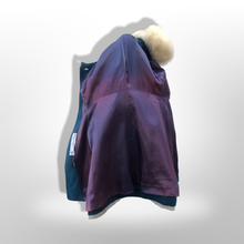 Load image into Gallery viewer, 60’s 70’s Velveteen Blue Coat Vegan Faux Fur Belted