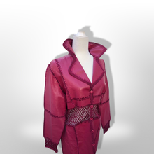 Load image into Gallery viewer, Brand New Deadstock Vintage 90’s Pink Leather Magenta Lace Duster Coat