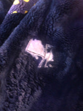 Load image into Gallery viewer, Zuki Style Ultra Soft Sheared Blue Beaver Fur Zip up Bomber Intarsia Falling Leaves