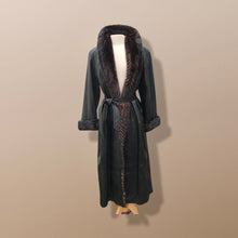 Load image into Gallery viewer, Italian leather Wrap Tuxedo Mink Coat Herringbone Design