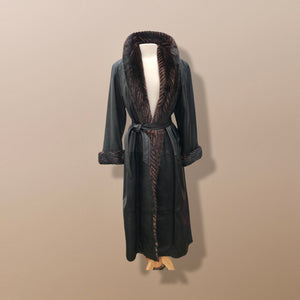 Italian leather Wrap Tuxedo Mink Coat Herringbone Design