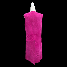 Load image into Gallery viewer, 70’s Suede Magenta Tie Up Vest with Grommet Tie up Hardware