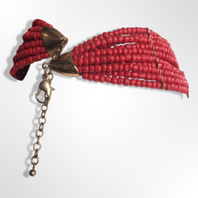 Load image into Gallery viewer, Beaded Bib Necklace in Salmon Orange/Pink Gold Color