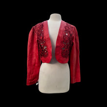 Load image into Gallery viewer, Vintage Red Leather Beaded Bolero One Size Fits Most