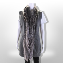 Load image into Gallery viewer, Fabiana Filippi Womens Cashmere Shearling Trim Longline Vest Gray Size Size Fits Most