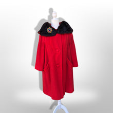 Load image into Gallery viewer, 60’s Vintage LIlli Ann Red Wool Swing Coat with Luxury Collar