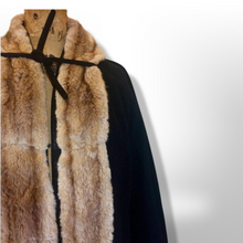 Load image into Gallery viewer, 40s Cashmere Fur Coat Film Noir Deco Tuxedo Honey Mink Coat, S/M/L Puff Shoulder