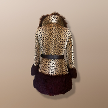 Load image into Gallery viewer, 60s Lilli Ann Mod Faux Leopard Faux Fur Print Genuine Mongolian Curly Lamb S