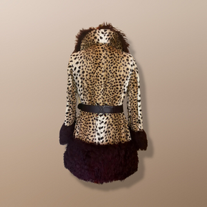 60s Lilli Ann Mod Faux Leopard Faux Fur Print Genuine Mongolian Curly Lamb S