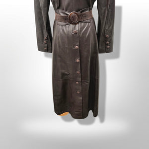 Made in Italy— Italian Lamb Leather Hooded Trench Coat Couture Full Length