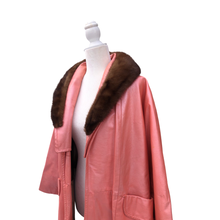 Load image into Gallery viewer, 70’s 80’s Pink Leather and Mink Collar Convertible Duster Coat