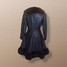 Load image into Gallery viewer, Penny Lane Princess Fit and Flare Brown Leather and Genuine Fur Mod Belt 1960's 60's 70's Chic Hippie Full Sweep Skirt!
