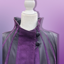 Load image into Gallery viewer, 80’s 90’s Purple Lamb Suede and Leather Made In Italy Coat Striped A-Line Flexible Size Loose Fit