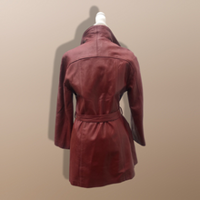 Load image into Gallery viewer, 70’s Vintage Bergundy Leather Jacket Trench Style