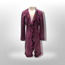 Load image into Gallery viewer, Purple Suede Ruffle Duster Coat