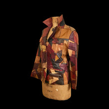 Load image into Gallery viewer, 70’s Vintage Patchwork Leather Jacket 42” Bust Boho Hippy Chic Short Leather Trench