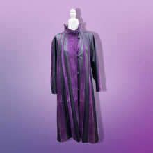 Load image into Gallery viewer, 80’s 90’s Purple Lamb Suede and Leather Made In Italy Coat Striped A-Line Flexible Size Loose Fit