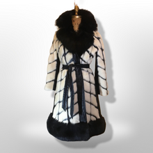 Load image into Gallery viewer, Women&#39;s Vintage Coat 60s Mink Fox Fur Mosaic Geometric Leather White Black Ultimate Luxury Three Tier Zip Off Coat Princess Mod S/M