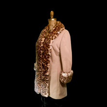 Load image into Gallery viewer, 60s Lilli Ann Mod Pinup Rabbit Leopard Print Coat---Pinup Real Rabbit Fur Printed with Leopard Mod Princess S/M