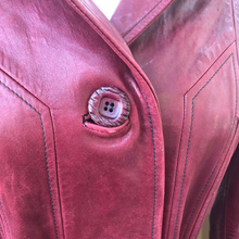 Load image into Gallery viewer, 70’s Vintage Leather Trenchcoat Spy Lamb Leather Bergundy Oxblood Color Super Soft
