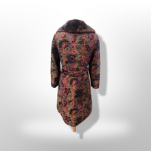 Load image into Gallery viewer, 60’s Vintage Coat Floral Tapestry Carpet Mink Collar Colorful