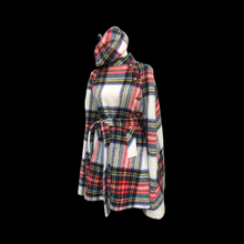 Load image into Gallery viewer, Vintage Red Plaid Set Cape and Beret Cap Pure Virgin Wool from Ireland