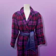Load image into Gallery viewer, Vintage Purple Pink Pure Mohair Wool Plaid Coat