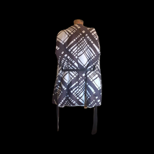 Load image into Gallery viewer, Vintage Women&#39;s Coat- Mod Dramatic 60s Cross Mink White Black Leather Mosaic Geometric Princess Jacket Coat