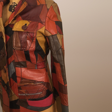 Load image into Gallery viewer, 70’s Vintage Patchwork Leather Jacket 38” Bust Boho Hippy Chic Short Leather Trench