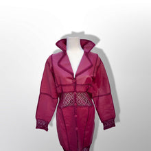 Load image into Gallery viewer, Brand New Deadstock Vintage 90’s Pink Leather Magenta Lace Duster Coat