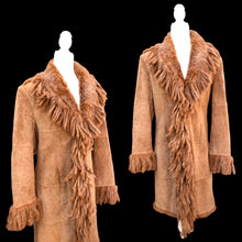 Load image into Gallery viewer, Vintage Fringe Suede and Fur Western Duster Coat Native Southwestern Cowgirl Boho Bohemian Fashion