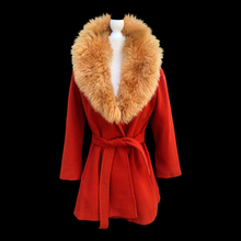 Load image into Gallery viewer, 70’s Vintage Coat Fall Orange with Wool and Shearling Collar Penny Lane Boho Style