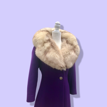 Load image into Gallery viewer, Vintage 60’s Royal Purple Wool Fox Fur Princess Coat Luxury Gift