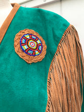 Load image into Gallery viewer, Women’s Western Turquoise Blue Suede Set Jacket and Skirt Genuine Suede and Hand Beaded SouthWestern Native Inspired Cowgirl