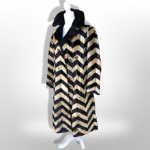 Load image into Gallery viewer, Rare Seal Skin Chevron Coat with Mink Collar Black and White Piano Virtuoso Master Furrier Design