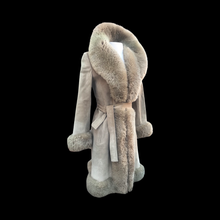Load image into Gallery viewer, Women's Vintage Coat- 70s Suede Shearling Princess Fluffy Penny Lane Russian Princess Fit and Flare Coat Boho Chic Hippy afghan