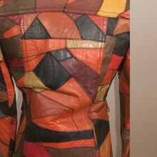 Load image into Gallery viewer, 70’s Vintage Patchwork Leather Jacket 38” Bust Boho Hippy Chic Short Leather Trench