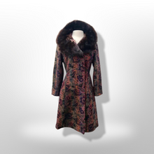 Load image into Gallery viewer, 60’s Vintage Coat Floral Tapestry Carpet Mink Collar Colorful