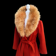 Load image into Gallery viewer, 70’s Vintage Coat Fall Orange with Wool and Shearling Collar Penny Lane Boho Style