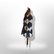 Load image into Gallery viewer, Vintage Women&#39;s Coat- Mod Dramatic 60s Cross Mink White Black Leather Mosaic Geometric Princess Jacket Coat