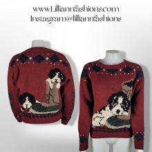 Load image into Gallery viewer, Vintage 100% Wool Woolrich Woman Puppy Dog Duck Boot Red Wool Holiday Sweater
