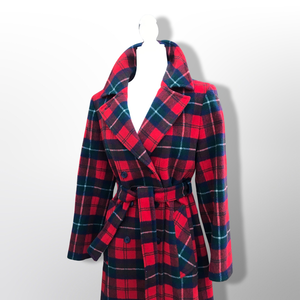 Pendleton Plaid Pure Virgin Wool Red and Black Fit and Flare Belted