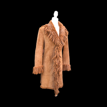 Load image into Gallery viewer, Vintage Fringe Suede and Fur Western Duster Coat Native Southwestern Cowgirl Boho Bohemian Fashion