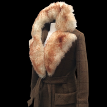 Load image into Gallery viewer, Tweed Plaid Wool Army Green Wrap Coat With Shearling Collar