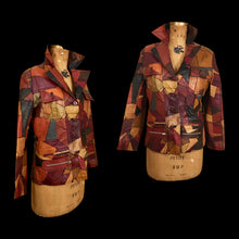 Load image into Gallery viewer, 70’s Vintage Patchwork Leather Jacket 42” Bust Boho Hippy Chic Short Leather Trench