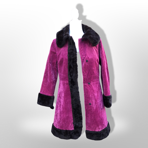 Vintage 70’s Pink Magenta Velvet Faux Fur Princess Coat