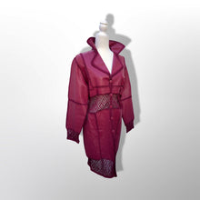 Load image into Gallery viewer, Brand New Deadstock Vintage 90’s Pink Leather Magenta Lace Duster Coat