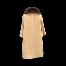 Load image into Gallery viewer, Vintage Women's Coat- 60s Lilli Ann Camel Tan Color  Luxury Mink Wool Swing Coat One Size Fits All Mad Men Style