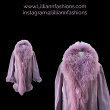 Load image into Gallery viewer, Pink Suede Mongolian Curly Lamb Oversized Penny Lane Boho Coat